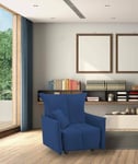 Talamo Italia - Fauteuil Almerinda, Canapé simple, Fauteuil de salon ouvrant sur chariot, Accoudoirs standards, 100% Made in Italy, 110x90h85 cm, Bleu