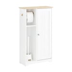 SoBuy Meuble de Rangement Salle de Bain Armoire Porte-Papier Toilette Porte Brosse WC avec 1 Porte, Blanc, 50x21x86cm, BZR189-W