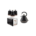 Tower Cavaletto Black Pyramid Kettle, 2 Slice Toaster Canisters Kitchen Set