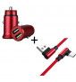 Pack Pour Huawei P Smart Z Smartphone Type C (Cable 90 Fast Charge + Mini Double Prise Allume Cigare) - Rouge