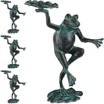 Statue de jardin, lot de 4, grenouille dansante, fonte fer, sculpture, figurine de jardin, taille m, décoration, vert