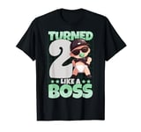 Turned 2 Years Like a Boss 2nd Birthday Baby Boy Girl Kids T-Shirt