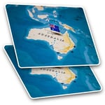 2 x Rectangle Stickers 7.5cm  - Australia World Map Flag  #44172