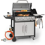 Klarstein - Barbecue Gaz Camping 5 Brûleurs à Gaz, Plancha au Gaz 5 Anneaux de 17.1 kW, Gril à Gaz en Acier Inoxydable, bbq Exterieur avec Feu a Gaz,