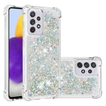 IMEIKONST Coque Compatible avec Samsung Galaxy A73 5G Étui, Sables Mouvants Liquides Brillants Très Mince Transparente Silicone Antichoc TPU Bumper Housse pour Samsung A73 5G. Love Silver YBW