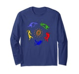 Kokopelli Colorful Sun Dancing Musicians Good Fortune Long Sleeve T-Shirt