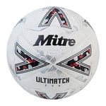 Mitre Ultimatch Football, Enhanced Control, Extra Durability, Added Accuracy, Ball, White/Off-White/Trophy Silver, 3