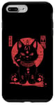 Coque pour iPhone 7 Plus/8 Plus Chat Maneki-Neko en colère porte-bonheur avec art japonais Kanji