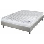 Ebac Literie - Matelas et sommier 140x190 Marly - Newkit - Soutien ferme - Sommier démonté - Lin