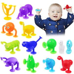 Vicloon Sucker Toys Set, 13pcs Jeu De Lancer Sucker Toys, Jouets d'aspiration Sucker Toys Silicone et Sac de Rangement en Filet Jouets De Ventouse Pop pour Jouets Interactifs Familiaux