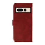 Case for Google Pixel 7 Pro Folio Dual Magnetic Tab Card-holder Red