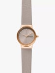 Skagen SKW3005 Women's Freja Eco Leather Strap Watch, Brown/Rose Gold