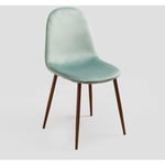 Sklum - Chaise de salle à manger en velours Glamm Vert Sapin Bois foncé