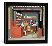 Kunst für Alle 'Encadré Image de Peinture Chinoise Ming-Tang Tea Store Dealing Fragrant Tender Leaf Tea Impression d'art dans Le Cadre de Haute qualité Photos Fait Main, 40 x 30 cm, Noir Mat