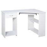 L Shaped Corner Computer Desk with Shelves Wide Worktop Keyboard Tray