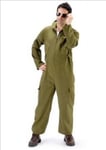 Maverick Dark Green Flight Pilot Jumpsuit Fancy Dress Up Costume Size M-L