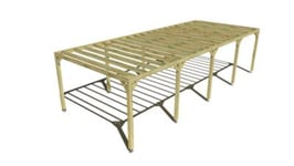 Pergola bois labellisée FSC, 10m x 4m, indépendante, sens profondeur.