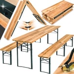 TecTake® Ensemble de Table de Jardin et Banc en Bois de Brasserie Salon de Jardin Pliable et Peu encombrant, avec Support Parasol, Mobilier de Jardin pour Pique Nique Réceptions Barbecue Mariage