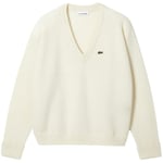 Sweat-shirt Lacoste  Pull  à col V femme ref 57910 70V Blanc