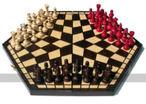 Small Hexagonal 3 Player Chess Set - 32cm board WITHOUT Edge Numbers