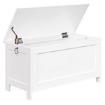 HOOBRO Banc de Rangement, Coffre de Rangement avec Charnières de Sécurité, Banquette, 76 cm, Rangement pour Jouet Enfant, Solide, Stable, Coffre à Jouets, Montage Facile, Blanc EWT75CW01G1