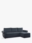 John Lewis Sansa Scroll Arm Chaise End Sofa Bed, Light Leg, Brushed Tweed Navy