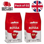 Lavazza Quality Rossa Authentic Italian Coffee Beans Freshly Roasted, Pack of 02