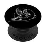 Line Art Oiseau et ornithologue Moucherolle vermillon PopSockets PopGrip Adhésif