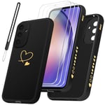 Coque pour Samsung Galaxy A54 5G avec 3 Pièces Verre Trempé Film Protection + 1 Cordon, Souple TPU Housse Étui pour Samsung Galaxy A54 5G - Noire