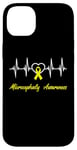 Coque pour iPhone 14 Plus Ruban jaune pour sensibilisation à la microcéphalie Love Heartbeat