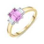 18ct Yellow Gold 1.00ct Pink Sapphire and Diamond Trilogy Ring D