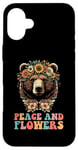 Coque pour iPhone 16 Plus Couronne de fleurs avec ours marron