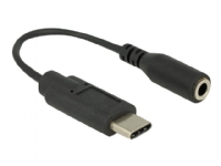 Delock - Audio-adapter - 24 pin USB-C (hane) till mini-phone stereo 3.5 mm (hona) - USB 2.0 - 14 cm - svart