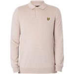 Lyle & Scott Polotröjor med långa ärmar Bomull Merino långärmad stickad pikétröja Beige herr