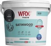 WRX Trade Satinwood Paint For Wood - Quick Dry - Pure Acrylic - Water Based (5L, Black Ral 9011)