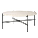 Gubi - TS Coffee Table Ø80 cm White Travertine - Soffbord - GamFratesi - Vit - Metall/Sten