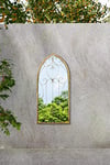 MirrorOutlet Gm076 Grand Miroir en métal Rustique en Forme d'arche pour Porte de Jardin 100 x 50 cm Champagne argenté