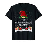 Matching Red Buffalo Plaid The Cleaning Lady Gnome Christmas T-Shirt