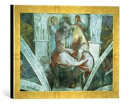 Kunst für Alle 'Encadré Image de Michelangelo Buonarroti Sistine Chapel Ceiling : The Prophet Jeremiah, Impression d'art dans Le Cadre de Haute qualité Photos Fait Main, 40 x 30 cm, Doré Raya