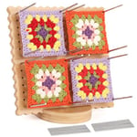 Coopay Granny Square Tendeur de 20 x 20 cm avec socle, planche de blocage en bois au crochet pour Granny Squares avec 20 broches en acier inoxydable, planche de blocage Granny Square en bambou pour