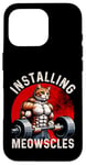 Coque pour iPhone 16 Pro Installing Meowscles Gym Cat Haltérophilie Homme, Femme, Enfant