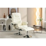 Fauteuil inclinable de massage rembourré en pu avec repose-pieds, masseur à 5 points pour salon et chambre à coucher, beige