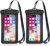 Pochette Téléphone Étanche Flottante, Certifiée Ipx8, Universel Jusqu'à 7 Pouces Idéal Compatible Avec Iphone 11/Xs Max/Se/8/7-Lot De 2-Noir