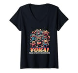 Womens Yokai Spirits Specters Japanese Mythology Monsters Halloween V-Neck T-Shirt