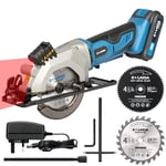 G LAXIA 20V Cordless Circular Saw, Mini Circular Saw 3400RPM, Compact Electric Lightweight Saw with Speed Trigger， Maximum Cutting Depth of 28MM (45°),42.8MM (90°) –2000mAh Battery and Charger