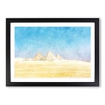 Big Box Art Giza Necropolis Pyramids in Egypt Painting Framed Wall Art Picture Print Ready to Hang, Black A2 (62 x 45 cm)