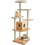 Costway - Arbre à Chat en Bois 175cm Design Vesper Multi-niveaux Colonne Enroulée Corde Sisal Coussins Lavables en Peluche Poids 20 kg