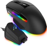 Blaze X RGB + NOUVEAUTÉ 2024 + Souris Gamer sans Fil Rechargeable avec Station de Charge + Batterie Longue durée + Jusqu'à 12000 DPI + Souris Filaire et sans Fil PC, PS5, PS4, Mac + Noir