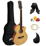 TIGER ACG1-NT34 3/4 Guitare acoustique à cordes en acier pour 9 ans et plus avec sac, sangle, cordes de rechange et plectres - Naturel