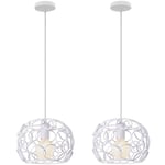 Suspension Luminaire Industrielle Cage en Métal 24cm Blanc 2PCS Lustre Suspension Luminaire pour Couloir Salon Balcon